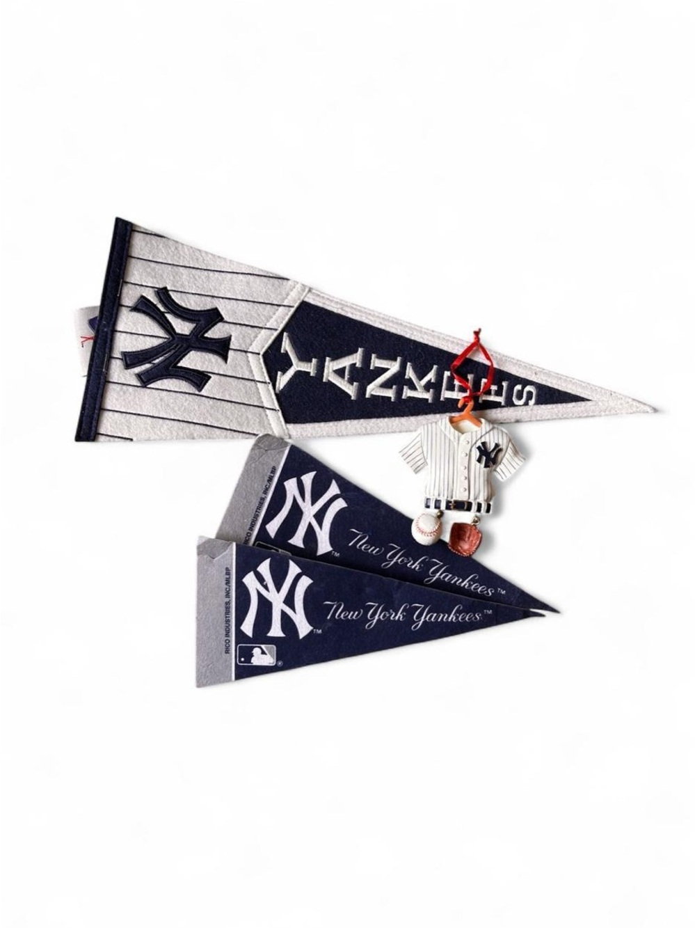 New York Yankees Pennant Lot Kurt Adler Vintage 2001 MLB Game Ornament Fan Decor